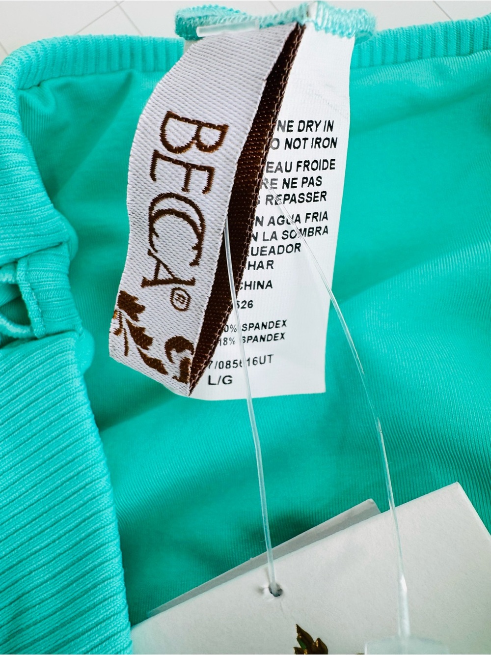 BECCA Ribbed High-Waist Bikini Bottoms - Aqua Teal - Picture 6 of 8